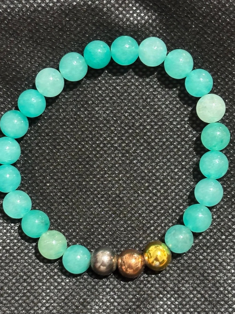 Turquoise Beaded Stretch Bracelet with Metallic Accent Beads